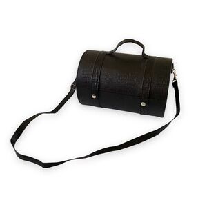 Luggage Style Brown Faux Alligator Leather Round Tube Case Bag Shoulder Strap